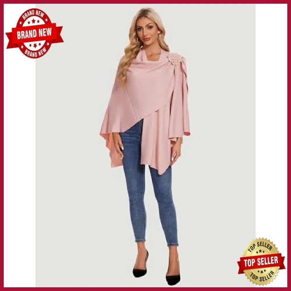 Elegant Cross Front Shawl Wrap Soft Poncho Cape Travel Accessory